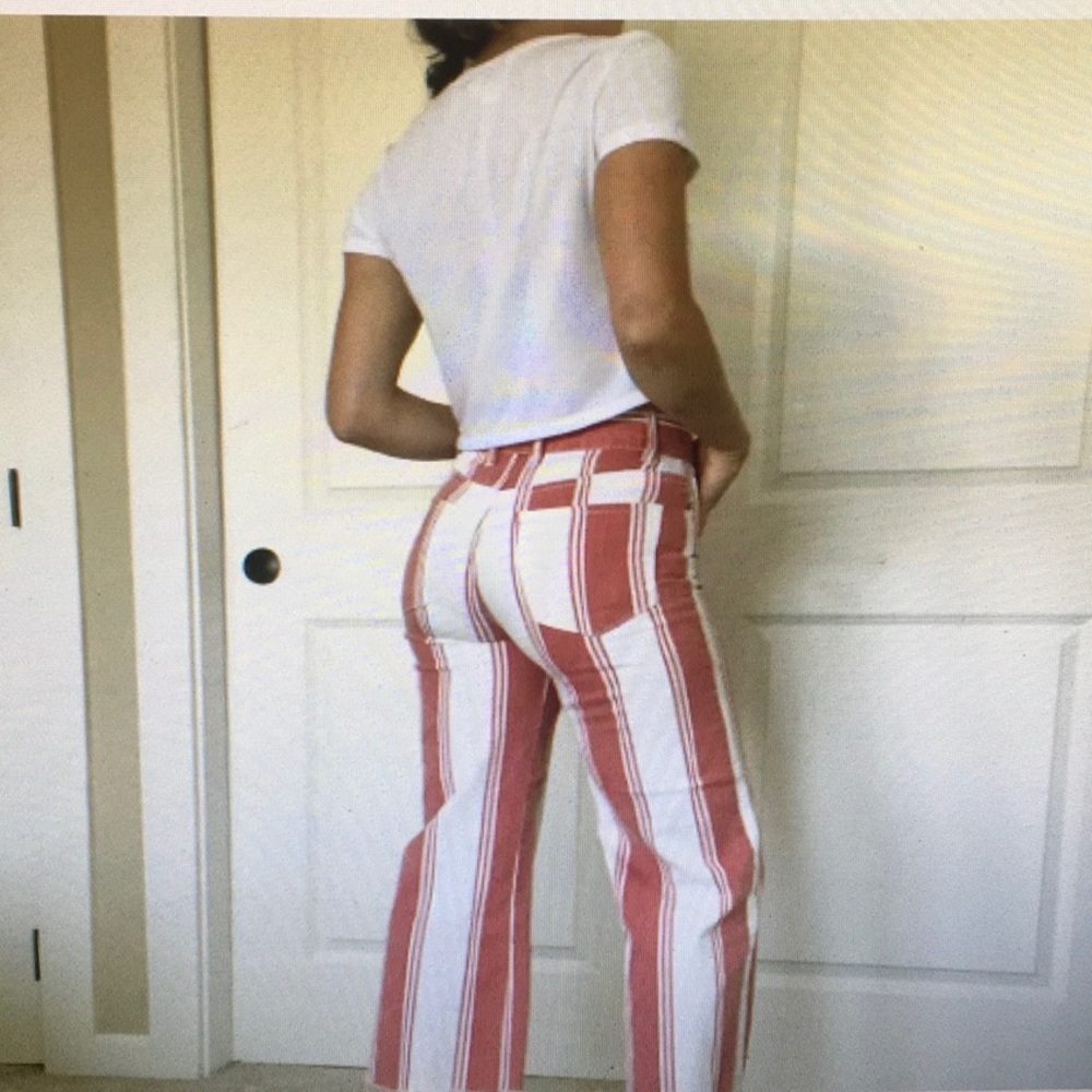 FRAME DENIM/“LE CROP MINI BOOT” RED & WHITE STRIPE STRETCH JEANS/NEW